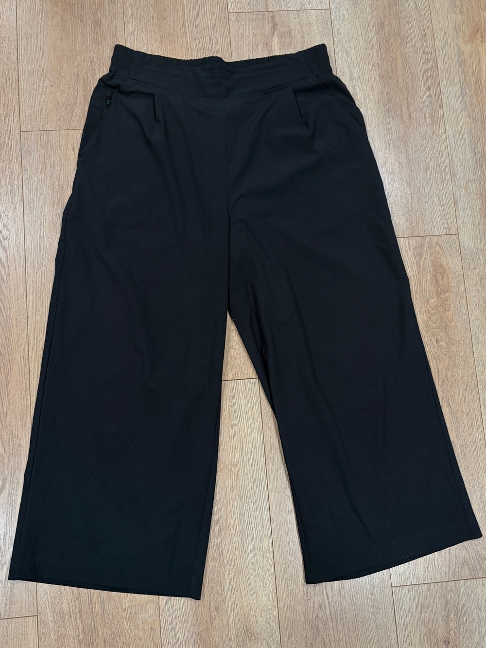 Quince Black Stretch Wide Leg Performance Pants Pull On Size Large